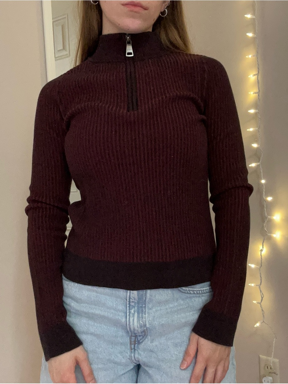 Red and Black Quarter Zip Sweater